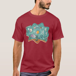 Cartoon voor onderwaterleven in de oceaan t-shirt