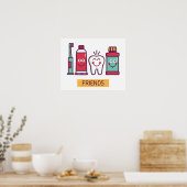 Cartoon voor orale toediening poster (Keuken)