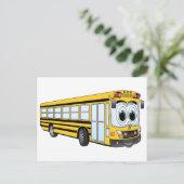 Cartoon voor platte neus in schoolbus briefkaart (Staand voorkant)