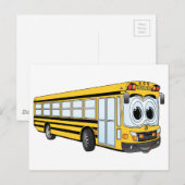 Cartoon voor platte neus in schoolbus briefkaart (Voorkant / Achterkant)
