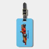 Cartoon voor racewagens met hoge snelheid bagagelabel (Voorkant verticaal)