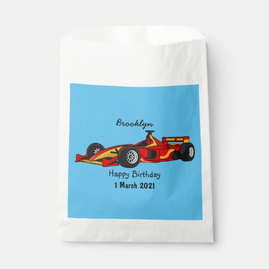 Cartoon voor racewagens met hoge snelheid bedankzakje (Voorkant)