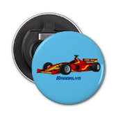Cartoon voor racewagens met hoge snelheid button flesopener (Voorkant)