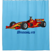 Cartoon voor racewagens met hoge snelheid douchegordijn (Voorkant)