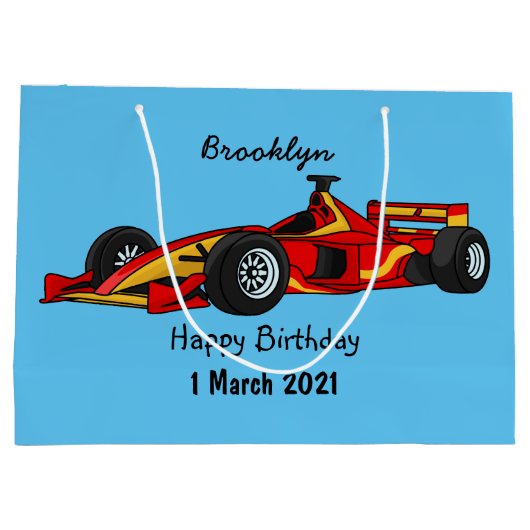 Cartoon voor racewagens met hoge snelheid groot cadeauzakje (Achterkant)