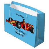 Cartoon voor racewagens met hoge snelheid groot cadeauzakje (Achterkant Gekanteld)