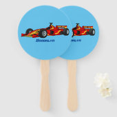 Cartoon voor racewagens met hoge snelheid handwaaier (Voorkant en achterkant)