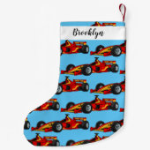 Cartoon voor racewagens met hoge snelheid kleine kerstsok (Achterkant)