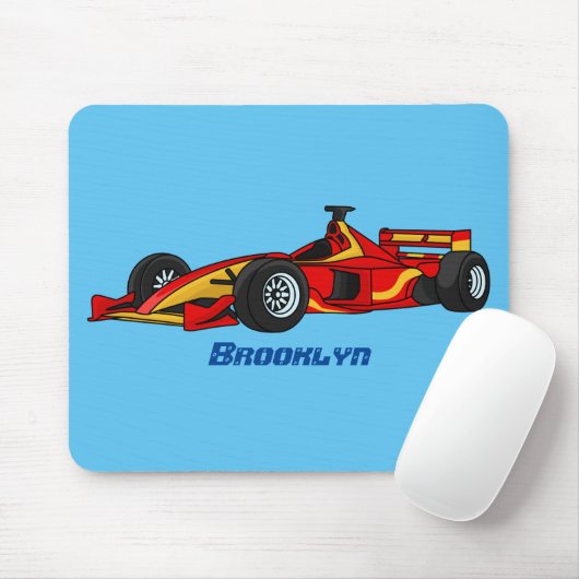 Cartoon voor racewagens met hoge snelheid muismat (Met muis)
