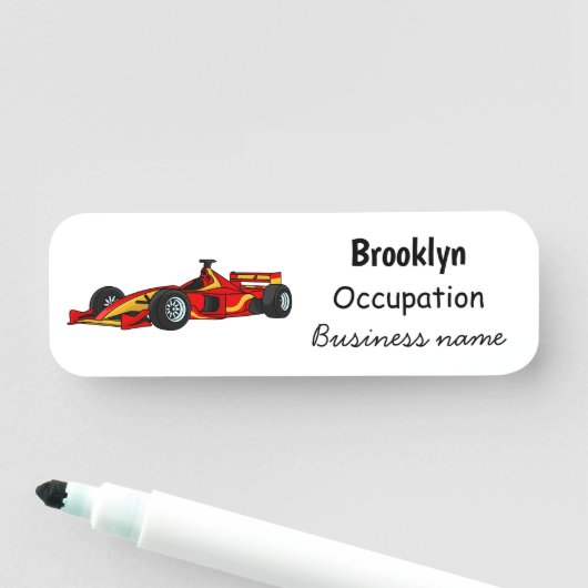 Cartoon voor racewagens met hoge snelheid naamplaatje (In situ)
