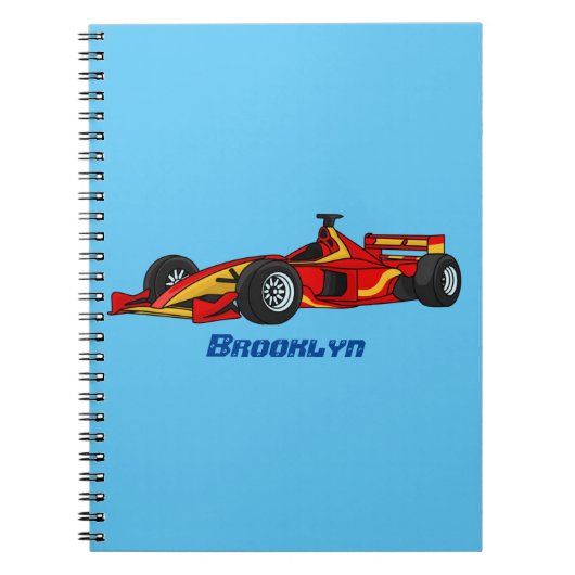 Cartoon voor racewagens met hoge snelheid notitieboek (Voorkant)