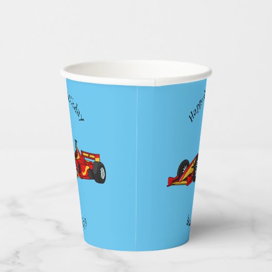 Cartoon voor racewagens met hoge snelheid papieren bekers (Rechts)