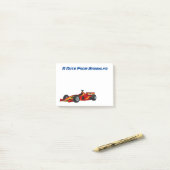 Cartoon voor racewagens met hoge snelheid post-it® notes (Op bureau)