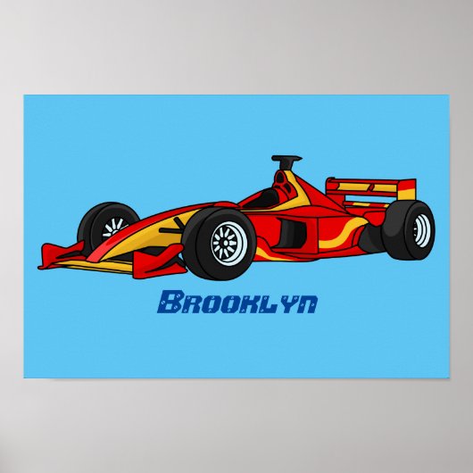 Cartoon voor racewagens met hoge snelheid poster (Voorkant)