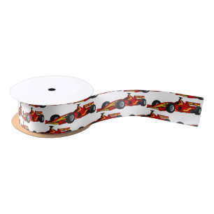 Cartoon voor racewagens met hoge snelheid satijnen lint