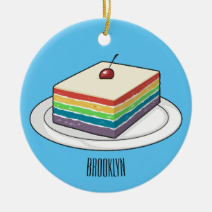 Cartoon voor regenbooggebak keramisch ornament