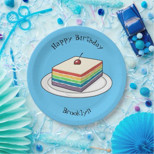 Cartoon voor regenbooggebak papieren bordje (Feest)