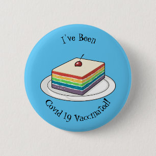Cartoon voor regenbooggebak ronde button 5,7 cm