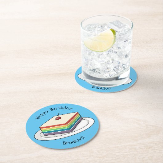 Cartoon voor regenbooggebak ronde kartonnen onderzetter (Insitu)