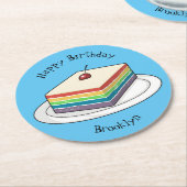 Cartoon voor regenbooggebak ronde kartonnen onderzetter (Gebogen)