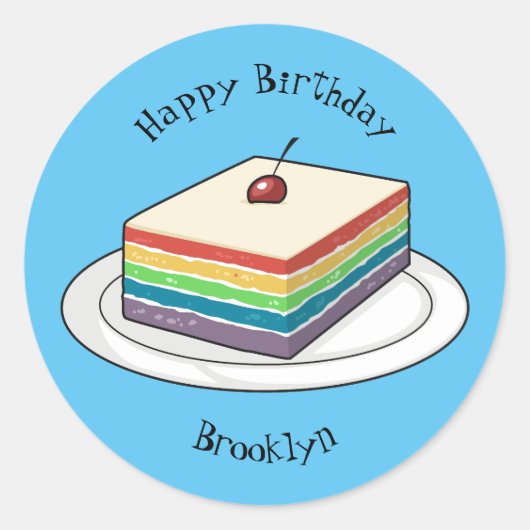 Cartoon voor regenbooggebak ronde sticker (Voorkant)