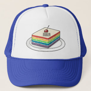 Cartoon voor regenbooggebak trucker pet