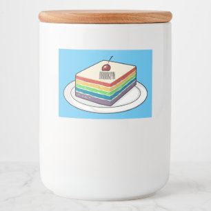 Cartoon voor regenbooggebak voedselcontainer etiket