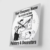 Cartoon voor schilders en decoratoren vierkante klok (Hoek)