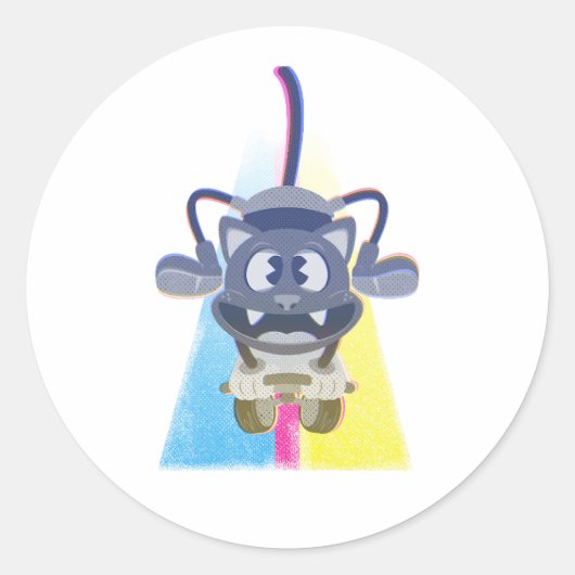 Cartoon voor skatkleur ronde sticker (Voorkant)