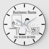 Cartoon voor verwarming en leidinggevende functies grote klok (Voorkant)