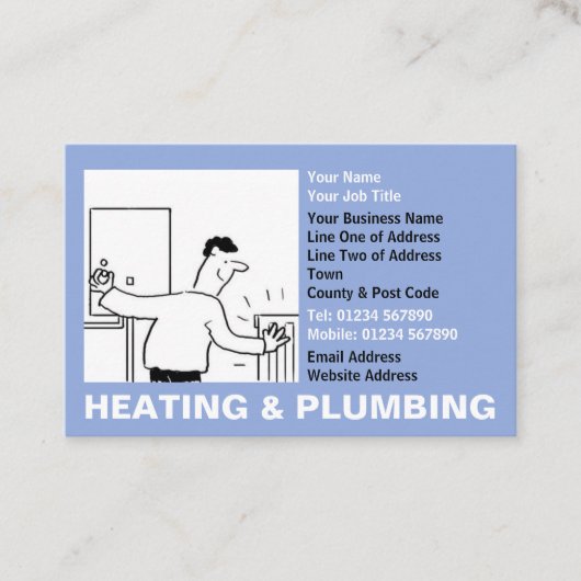 Cartoon voor verwarming en sanitair visitekaartje