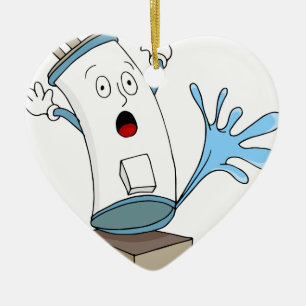 Cartoon voor waterverwarmingstoestel met lekken keramisch ornament