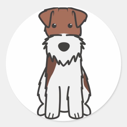 Cartoon voor wirespeed fox terrier Dog Ronde Sticker (Voorkant)
