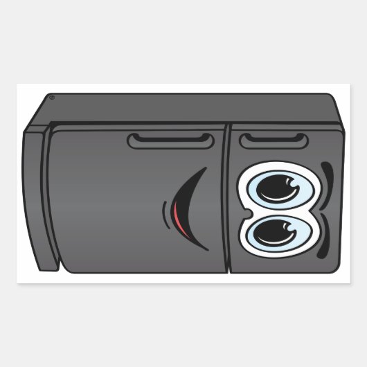 Cartoon voor zwarte koelkast rechthoekige sticker (Voorkant)