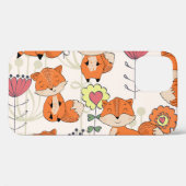 Cartoon vos, bloemetjes: handgetekend motief Case-Mate iPhone case (Achterkant (horizontaal))