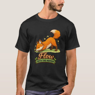 Cartoon Vos Downward Dog Yoga Ontwerp T-shirt