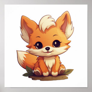 Cartoon vossen illustratie poster