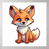 Cartoon vossen illustratie poster (Voorkant)