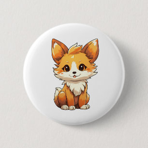 Cartoon vossen illustratie ronde button 5,7 cm