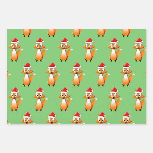 Cartoon-vossendier met santas-Pet-keramiek of Inpakpapier Vel (Voorkant 3)