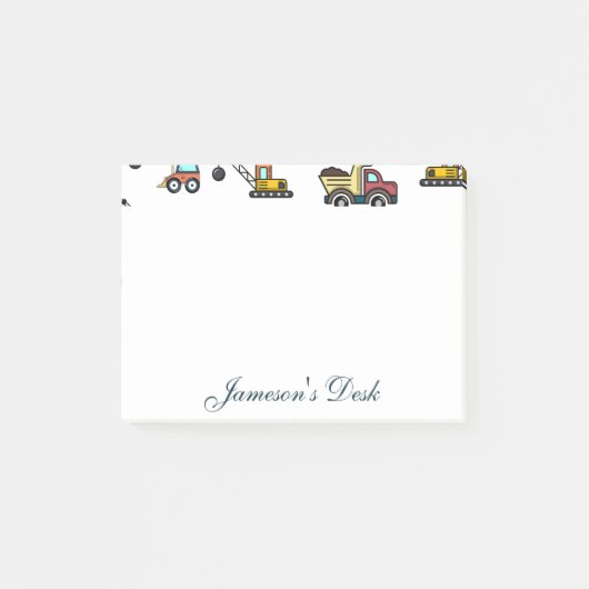 Cartoon Vrachtwagen Auto kraan Voertuignaam Gepers Post-it® Notes (Voorkant)