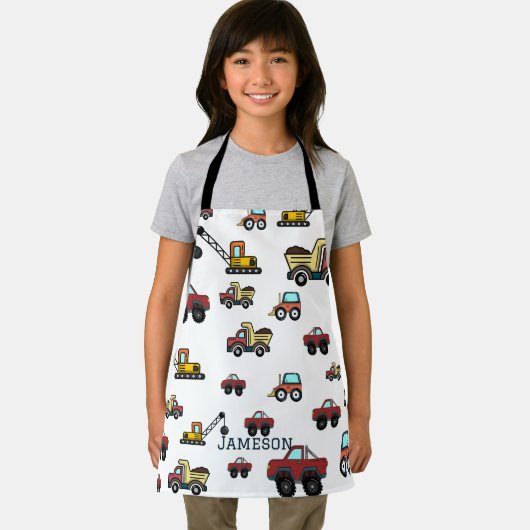Cartoon Vrachtwagen Auto kraan Voertuignaam Gepers Schort (Insitu)