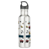 Cartoon Vrachtwagen Auto kraan Voertuignaam Gepers Waterfles (Achterkant)