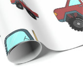 Cartoon Vrachtwagen Auto kraan Voertuignaam Verjaa Cadeaupapier (Rol Hoek)