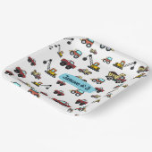 Cartoon Vrachtwagen Auto kraan Voertuignaam Verjaa Papieren Bordje (Gebogen)