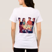 Cartoon Vrienden Spel Nacht T-shirt (Achterkant)