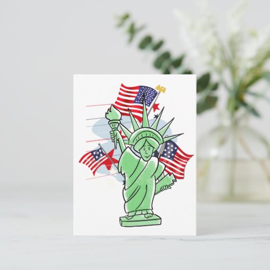 Cartoon Vrijheidsbeeld Briefkaart (Staand voorkant)
