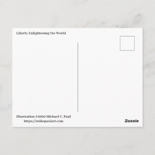 Cartoon Vrijheidsbeeld Briefkaart (Achterkant)