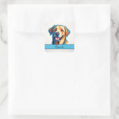 Cartoon vrolijke Yellow Labrador Retriever Vierkante Sticker (Tas)