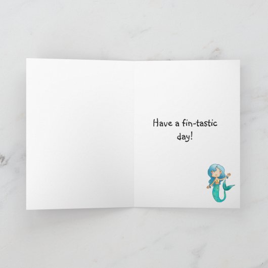 Cartoon Vrolijke Zeemeermin verjaardagskaart Kaart (Binnen)
